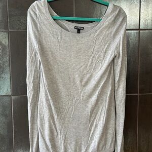 Express Gray Fitted Long Sleeve Blouse S